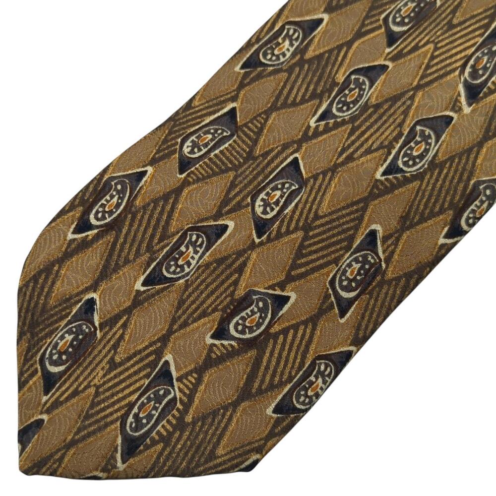 Vintage Robert Talbott Men's Tie Baroque Geometric‎ Paisley Striped Silk Necktie